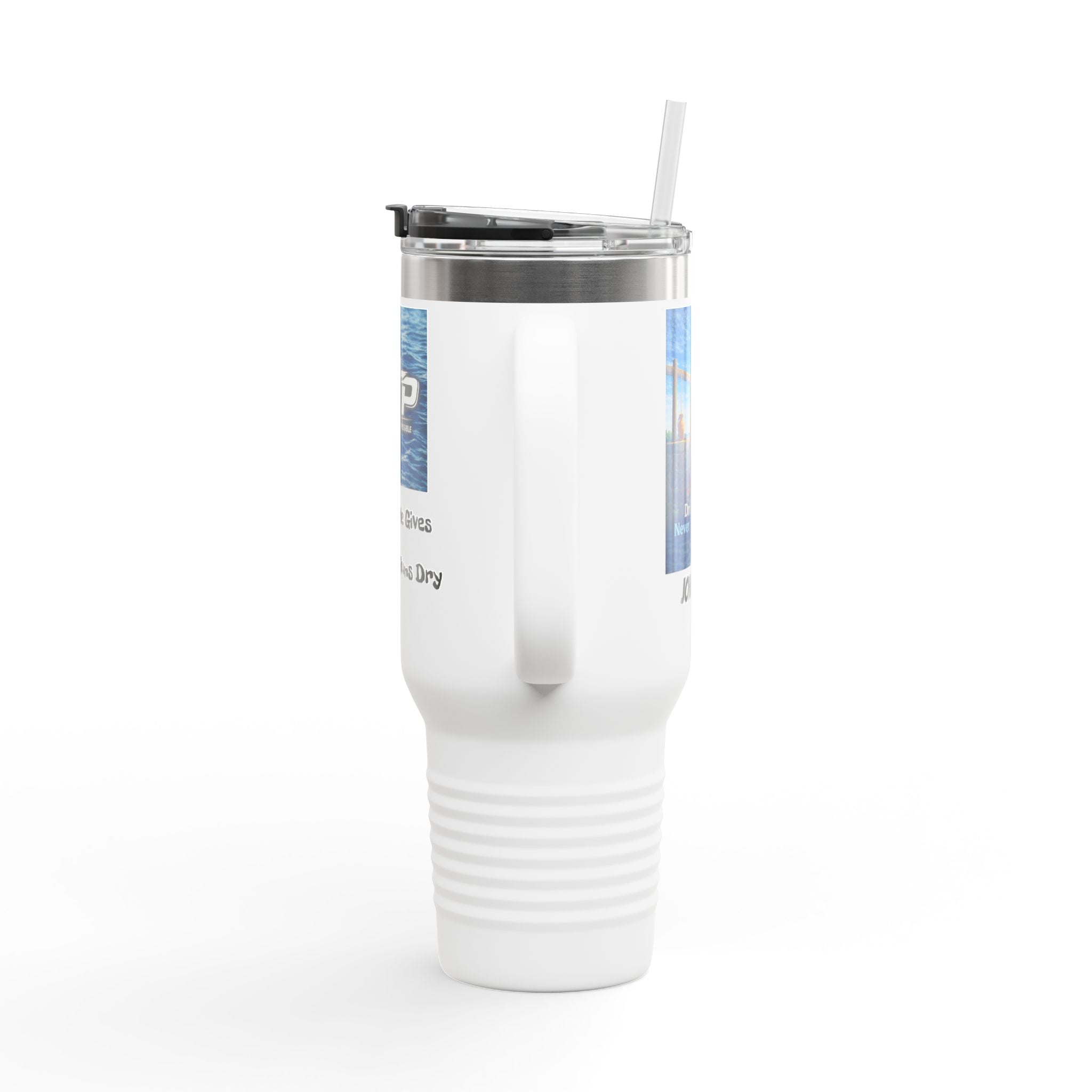 ATP Branded 40oz Insulated Travel Mug — "The Water He Gives Never Runs Dry"