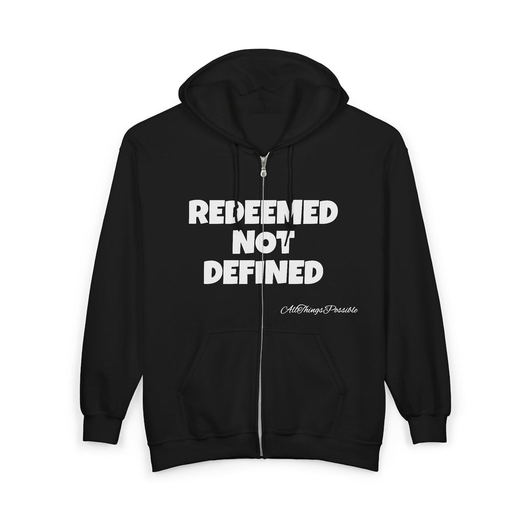 ATP Redeemed Not Defined Zip Hoodie — Christian Faith 2 Corinthians 5:17 Inspirational Sweatshirt