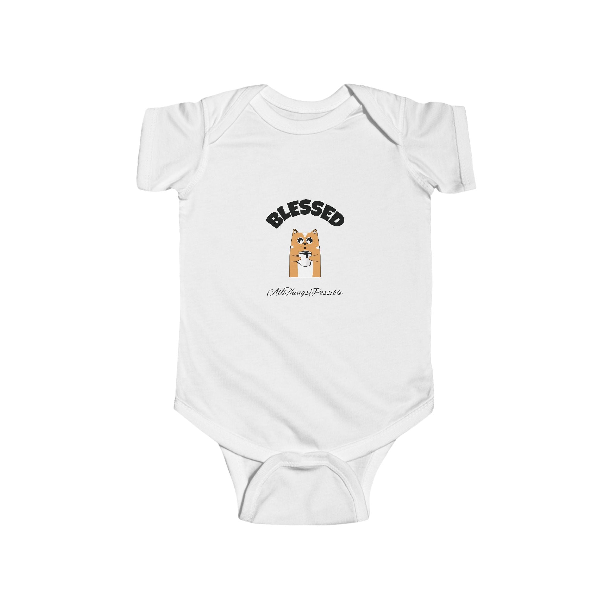 ATP  Infant Bodysuit - "Blessed" Puppy Design with "God Loves You John 3:16" Back
