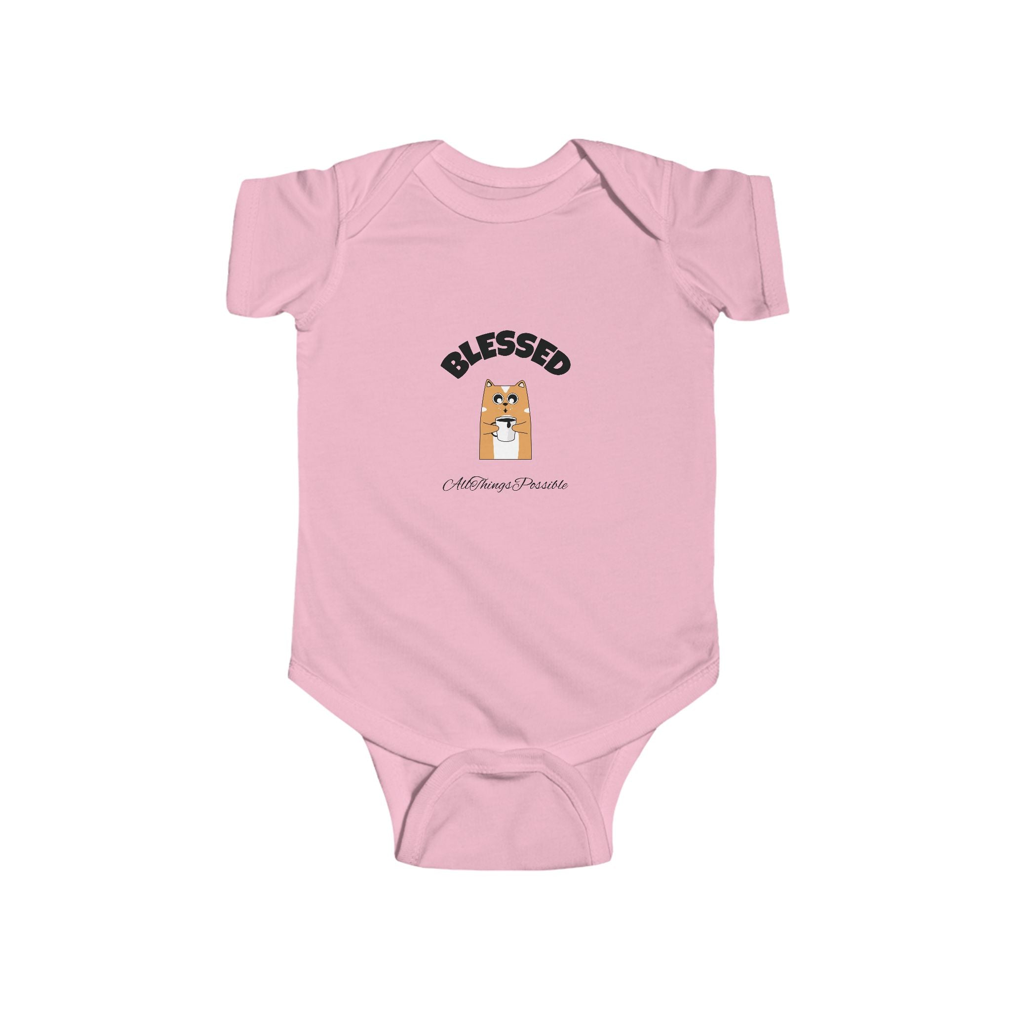 ATP  Infant Bodysuit - "Blessed" Puppy Design with "God Loves You John 3:16" Back
