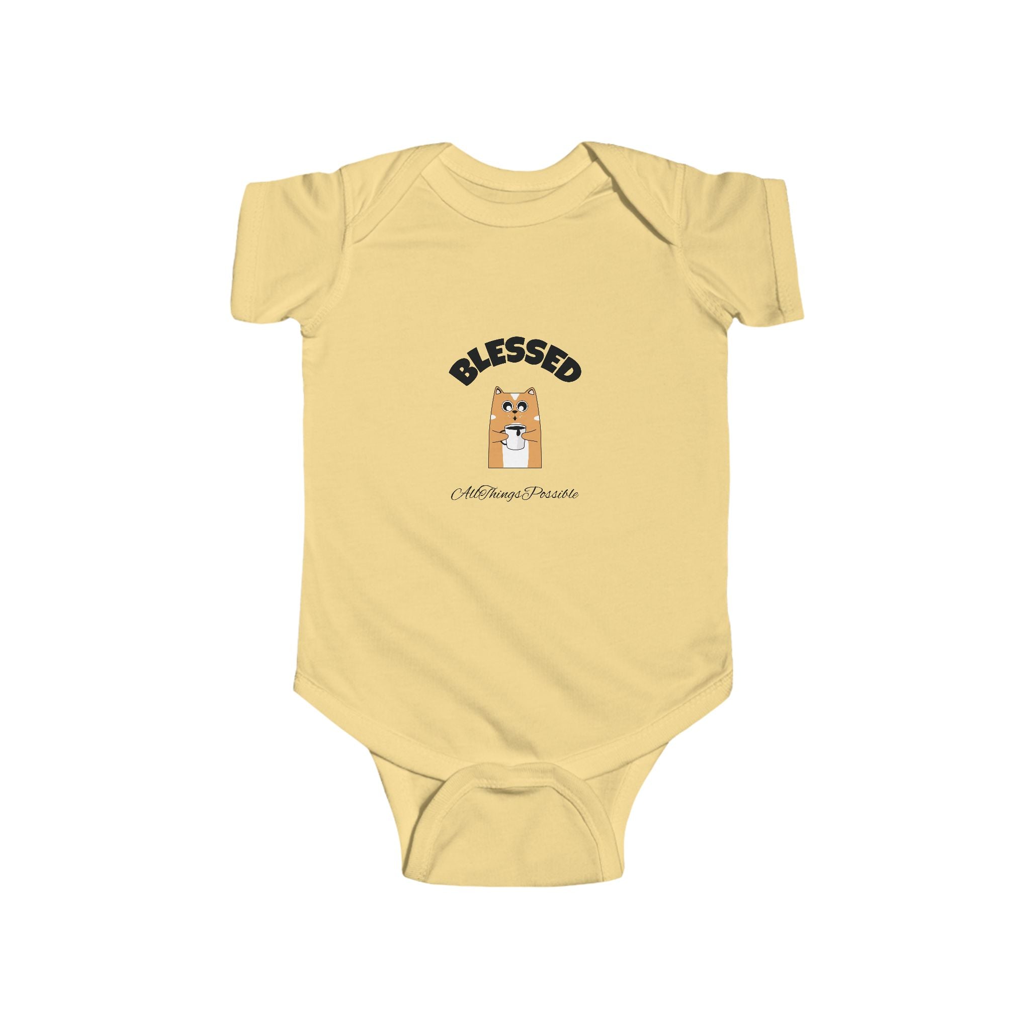 ATP  Infant Bodysuit - "Blessed" Puppy Design with "God Loves You John 3:16" Back