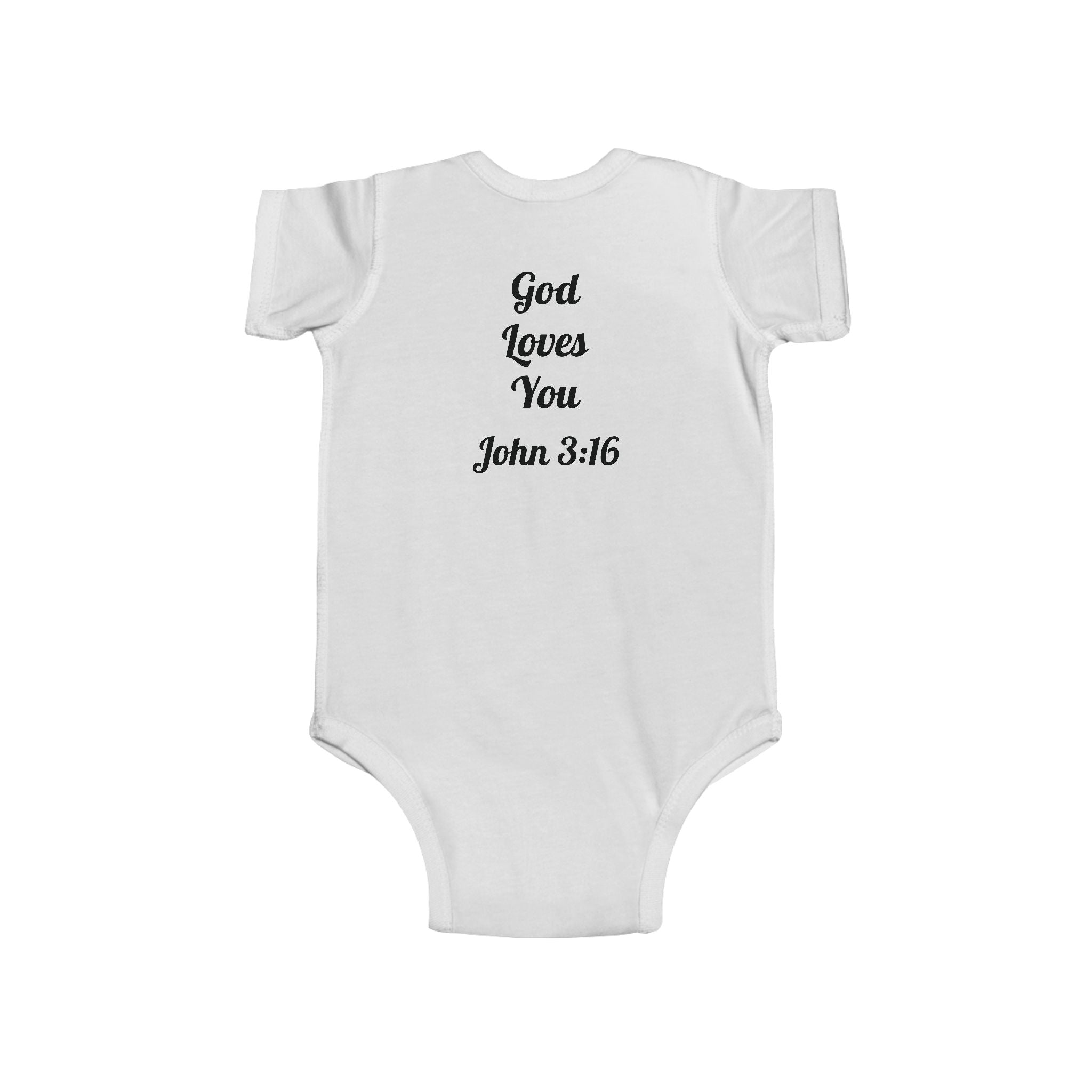 ATP  Infant Bodysuit - "Blessed" Puppy Design with "God Loves You John 3:16" Back