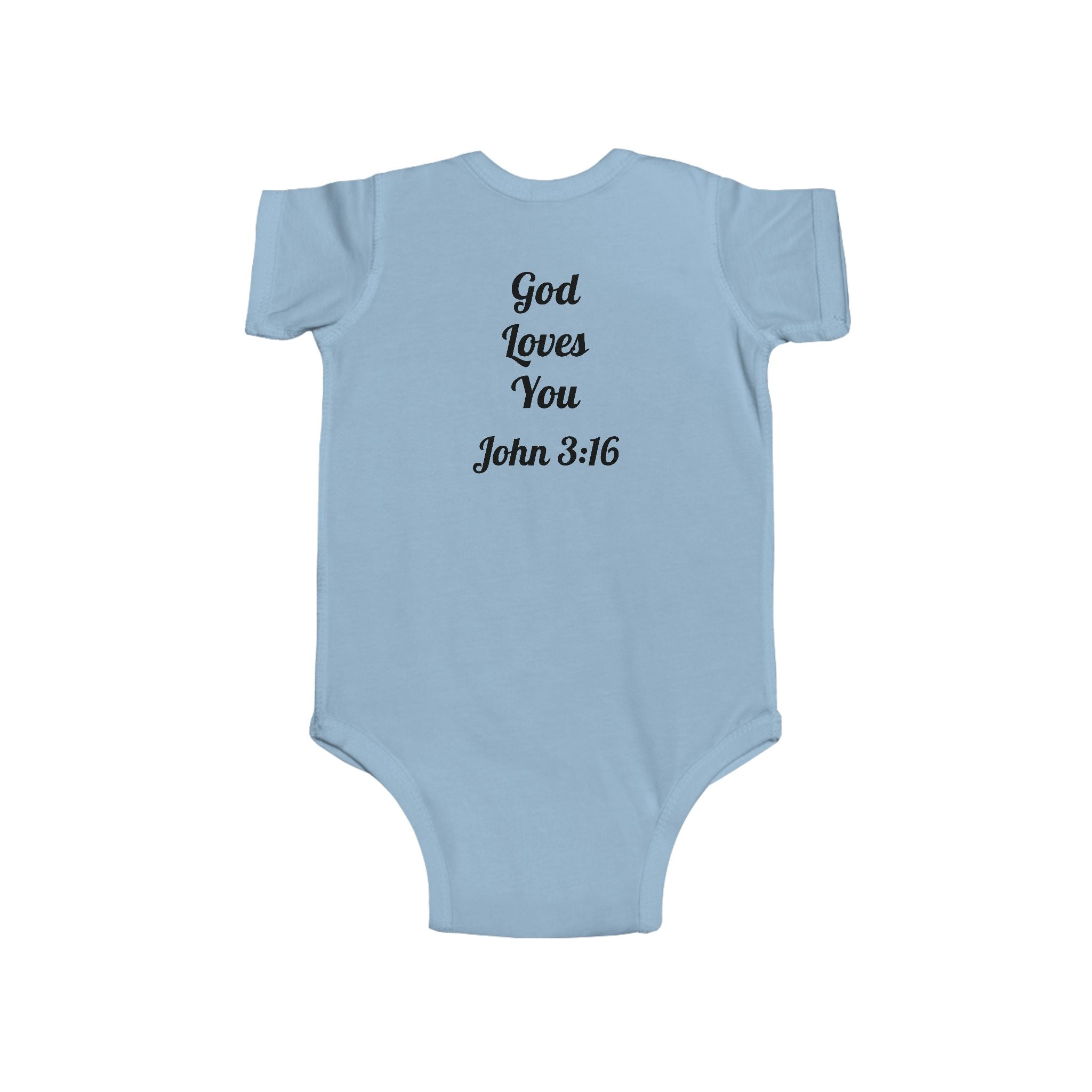 ATP  Infant Bodysuit - "Blessed" Puppy Design with "God Loves You John 3:16" Back