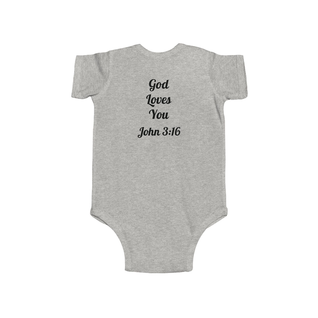 ATP  Infant Bodysuit - "Blessed" Puppy Design with "God Loves You John 3:16" Back