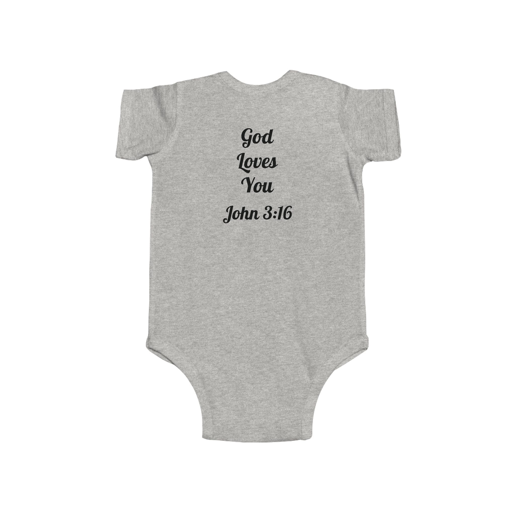 ATP  Infant Bodysuit - "Blessed" Puppy Design with "God Loves You John 3:16" Back