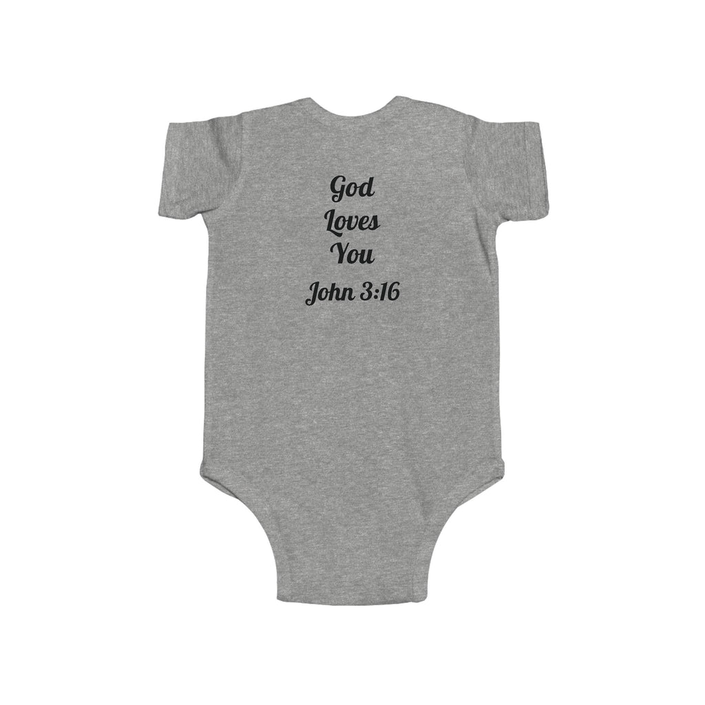 ATP  Infant Bodysuit - "Blessed" Puppy Design with "God Loves You John 3:16" Back
