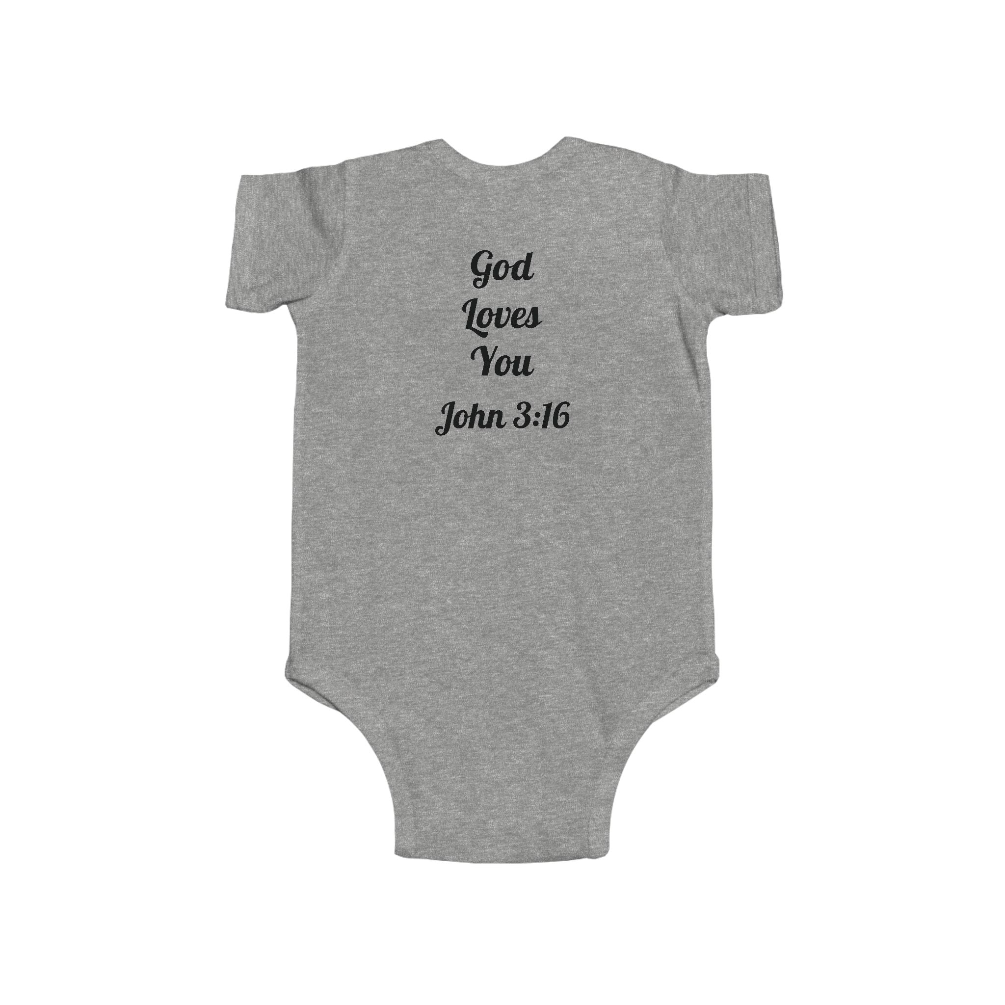 ATP  Infant Bodysuit - "Blessed" Puppy Design with "God Loves You John 3:16" Back