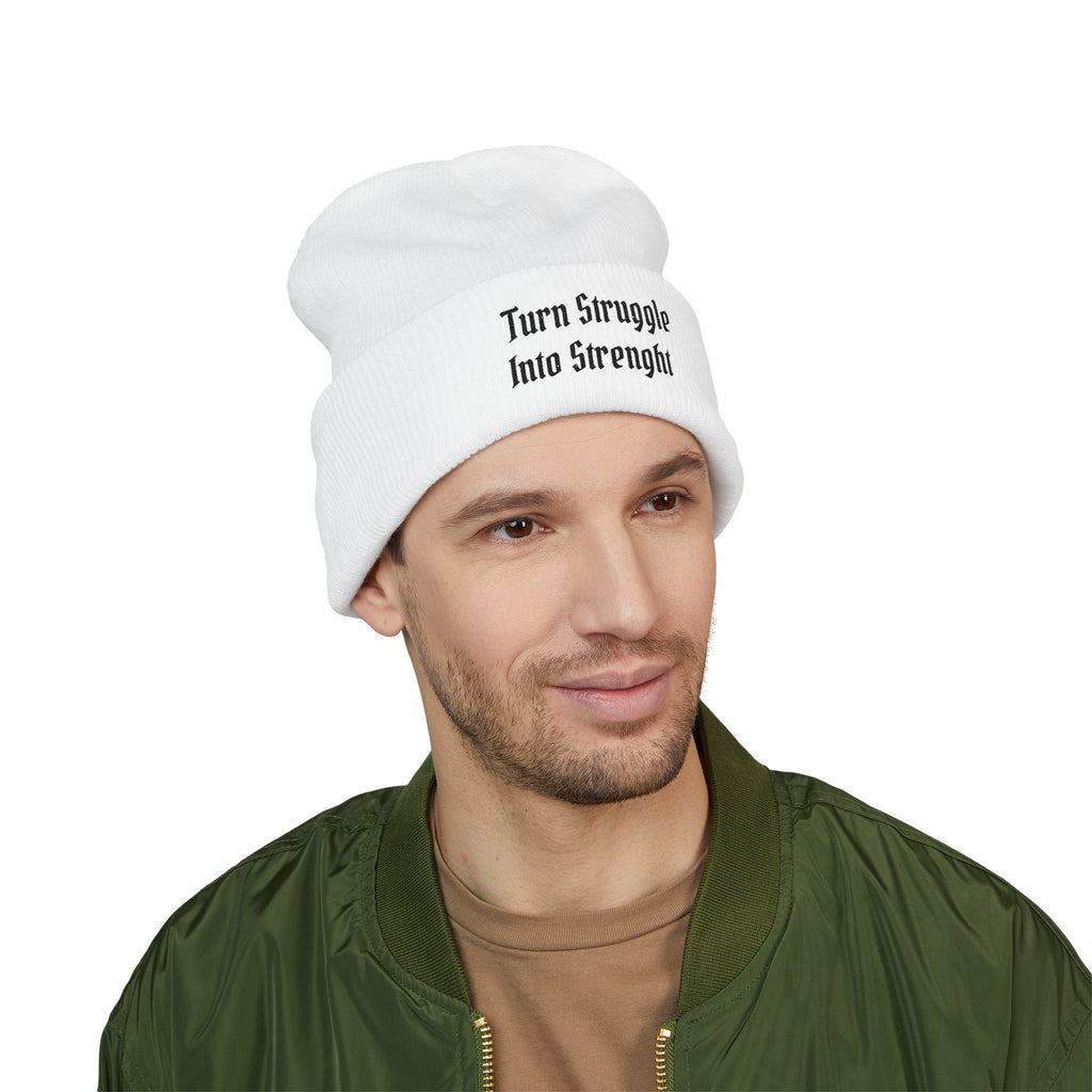 ATP Embroidered Cuffed Beanie — "Turn Struggle Into Strength" Motivational Knit Hat