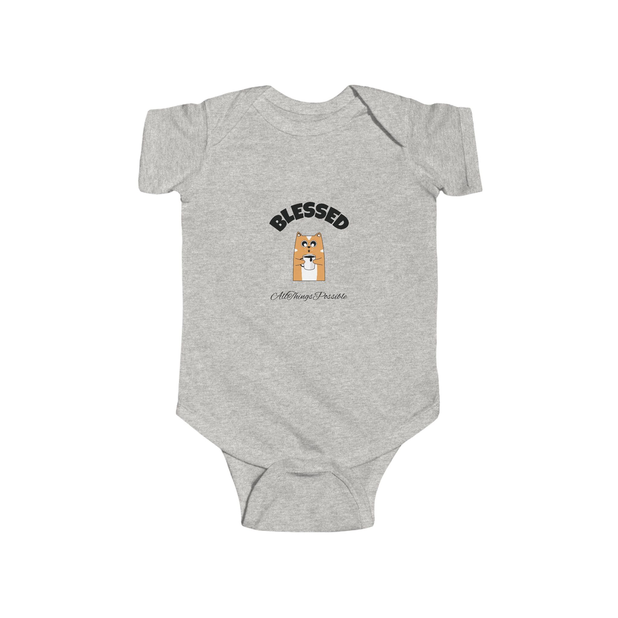 ATP  Infant Bodysuit - "Blessed" Puppy Design with "God Loves You John 3:16" Back