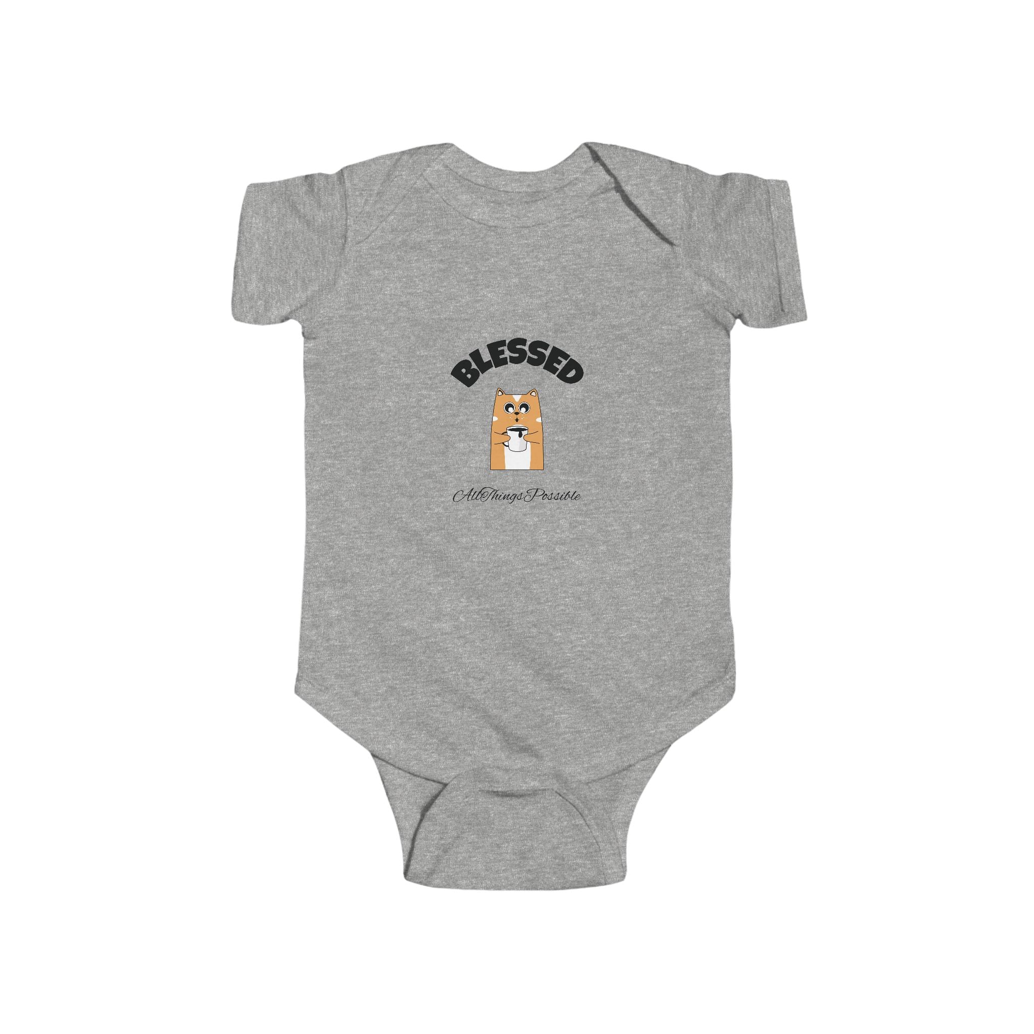 ATP  Infant Bodysuit - "Blessed" Puppy Design with "God Loves You John 3:16" Back