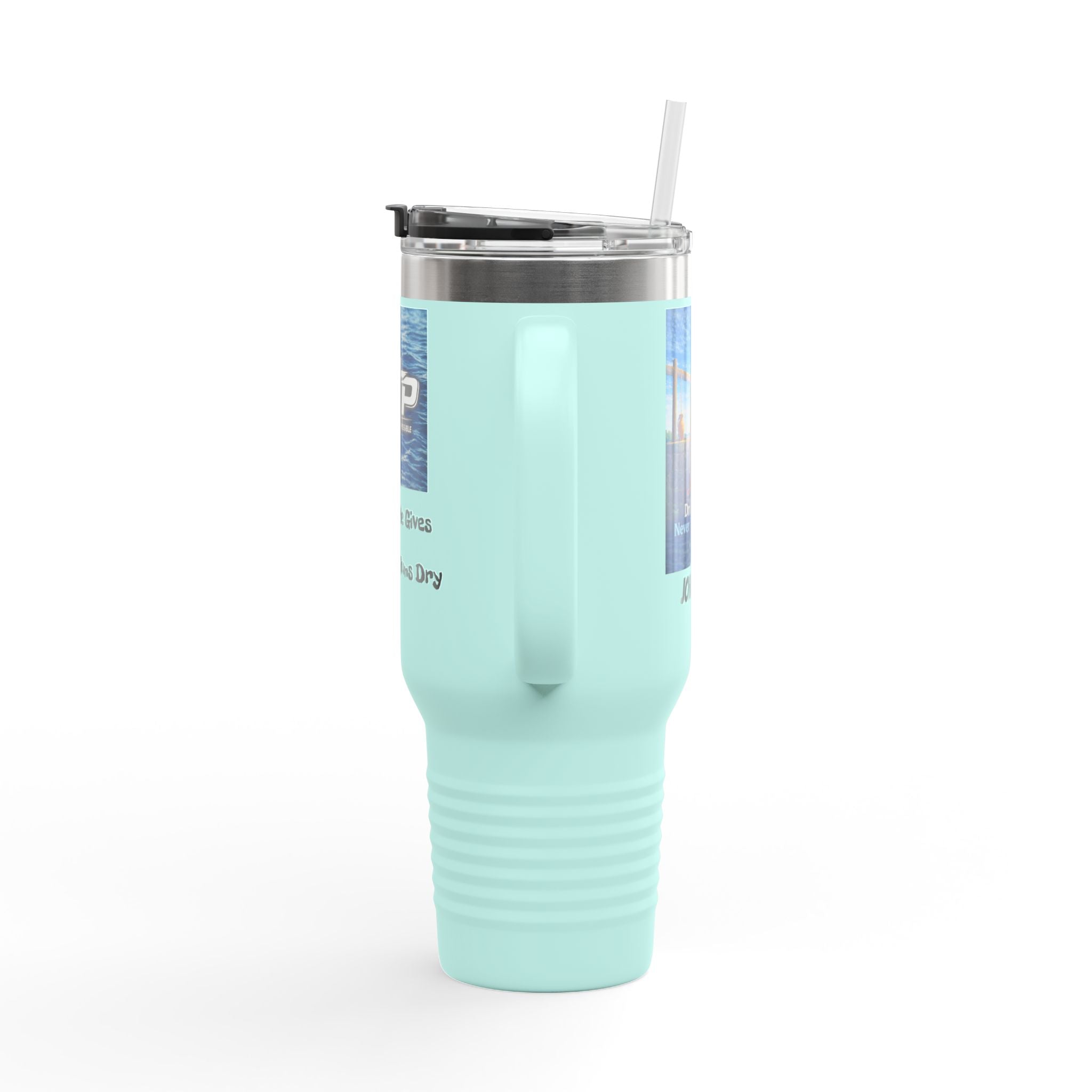 ATP Branded 40oz Insulated Travel Mug — "The Water He Gives Never Runs Dry"