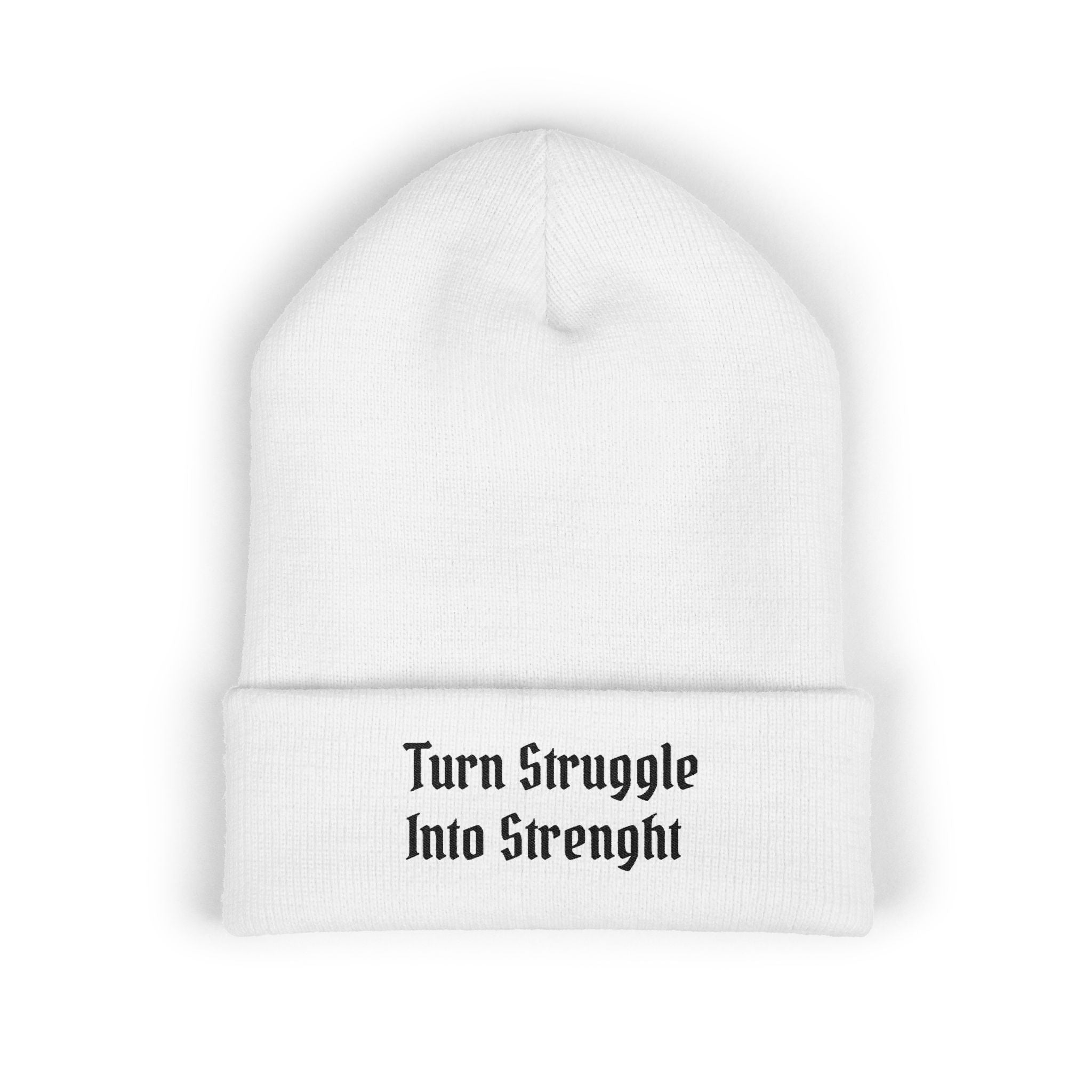 ATP Embroidered Cuffed Beanie — "Turn Struggle Into Strength" Motivational Knit Hat