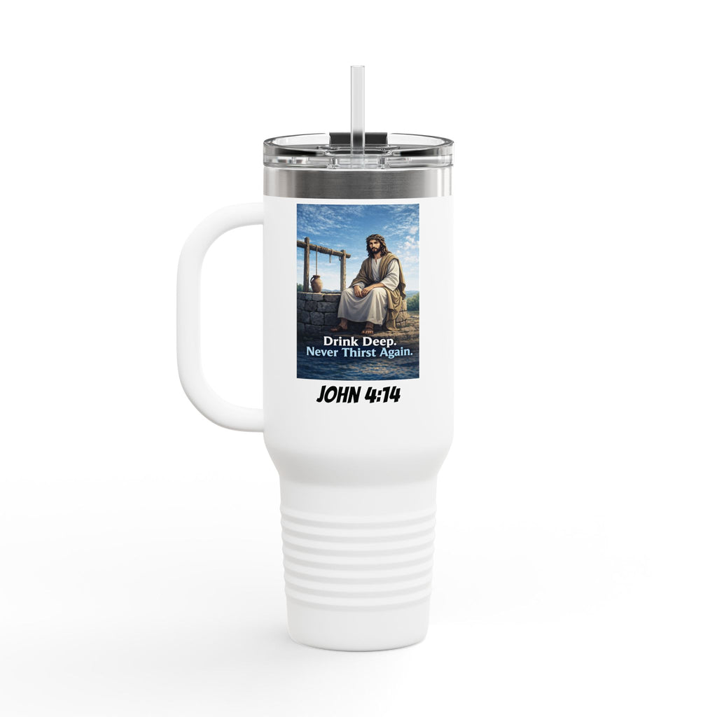 ATP Branded 40oz Insulated Travel Mug — "The Water He Gives Never Runs Dry"