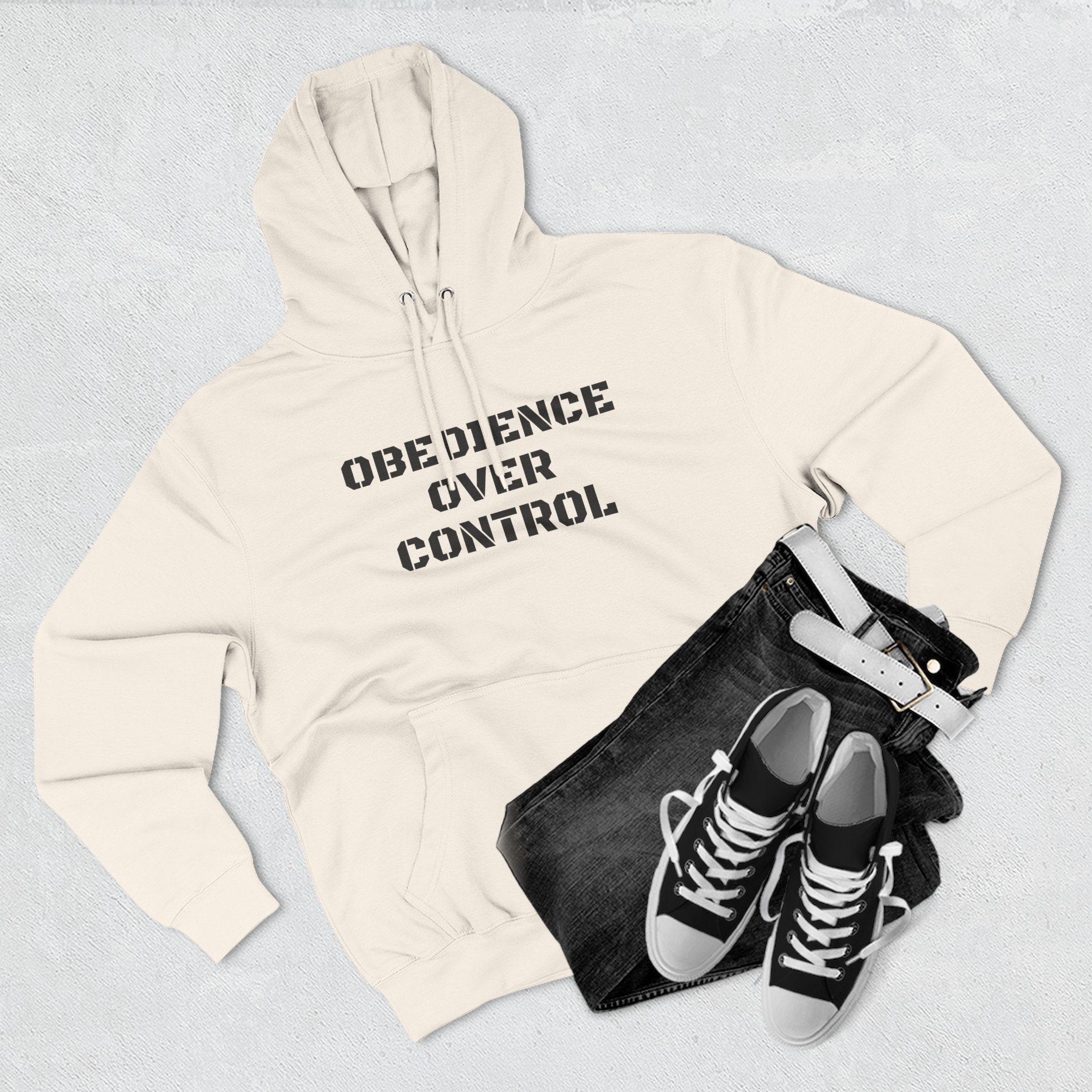ATP Obedience Over Control Hoodie — Christian Faith Message Pullover ("Not all battles are yours" Back Text)